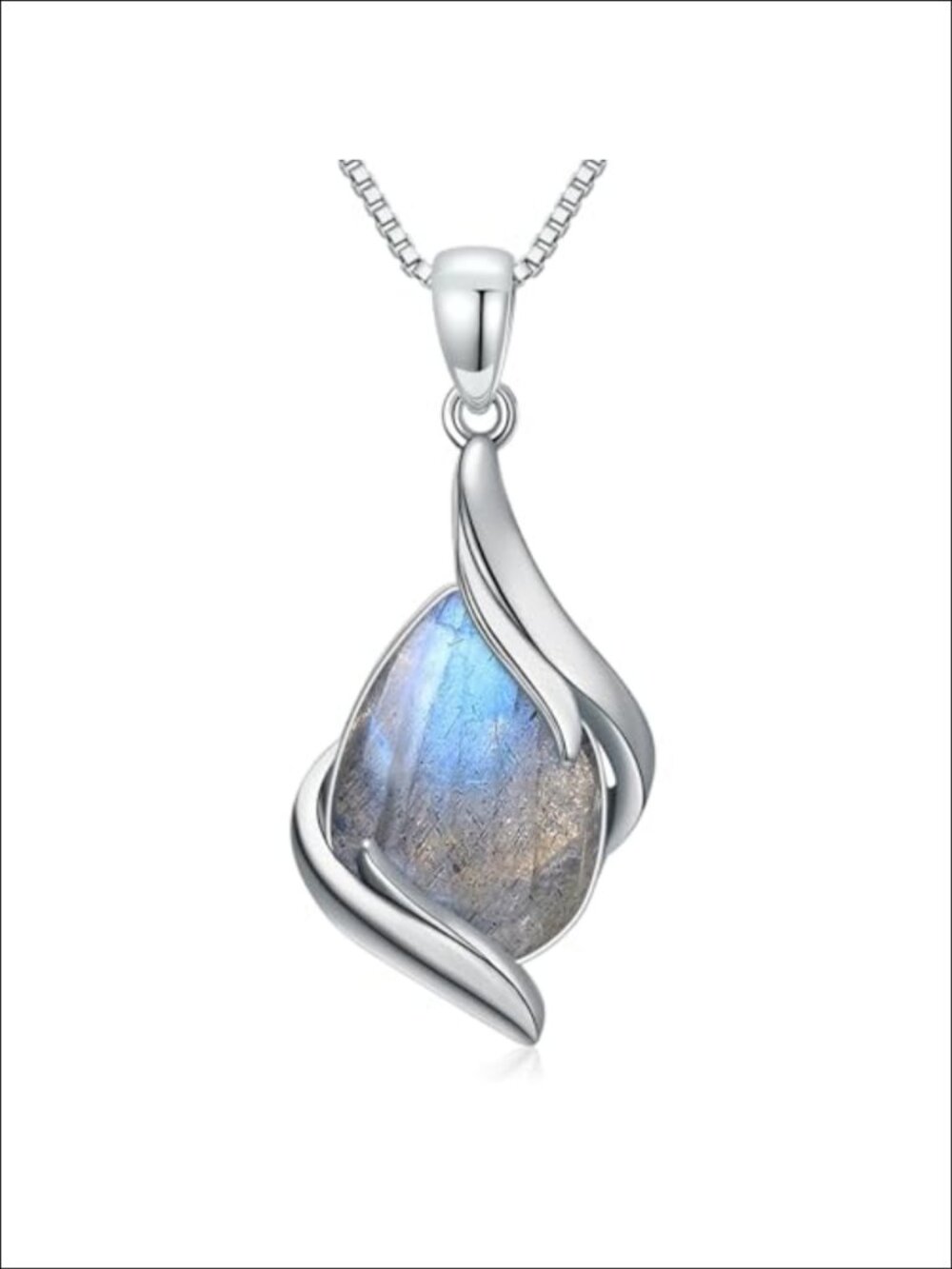 Teardrop Labradorite Pendant Necklace 925 Sterling Silver Fine Jewelry Gift